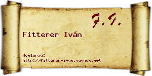 Fitterer Iván névjegykártya